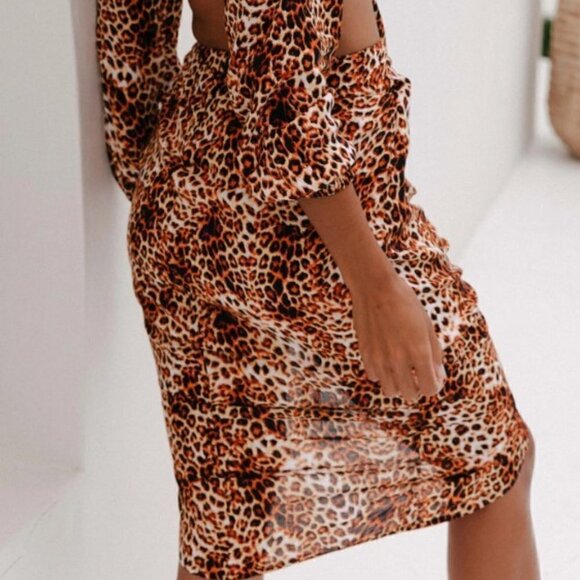 NWT VDM The Label Stassie Leopard Print Ruched Detail Skirt Small - Picture 4 of 11